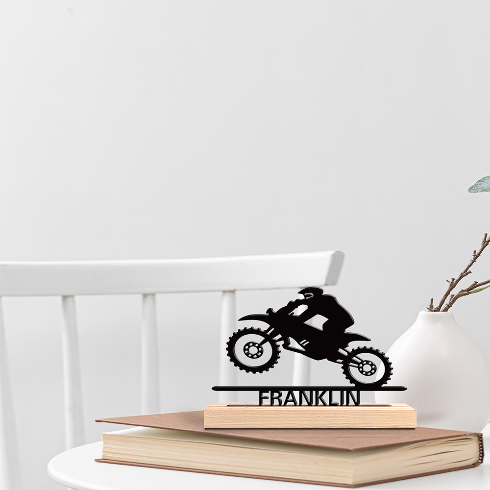 Art Y Craft - 1pc Abstract Motorbike jumping Custom Name
