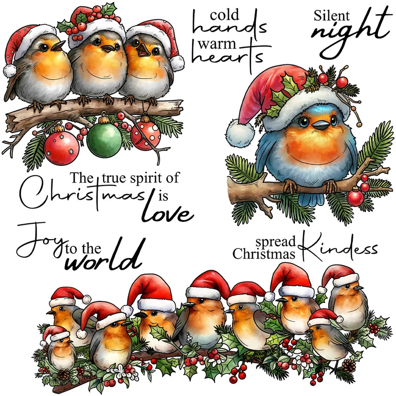 Rubber Stamp Blank - Cute Christmas Fatty Birds Cutting Dies