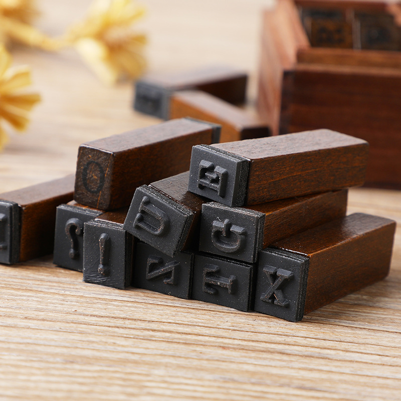 28Pcs/Box Alphabet Stamps Vint - Rubber Stamp Blank recension och pris