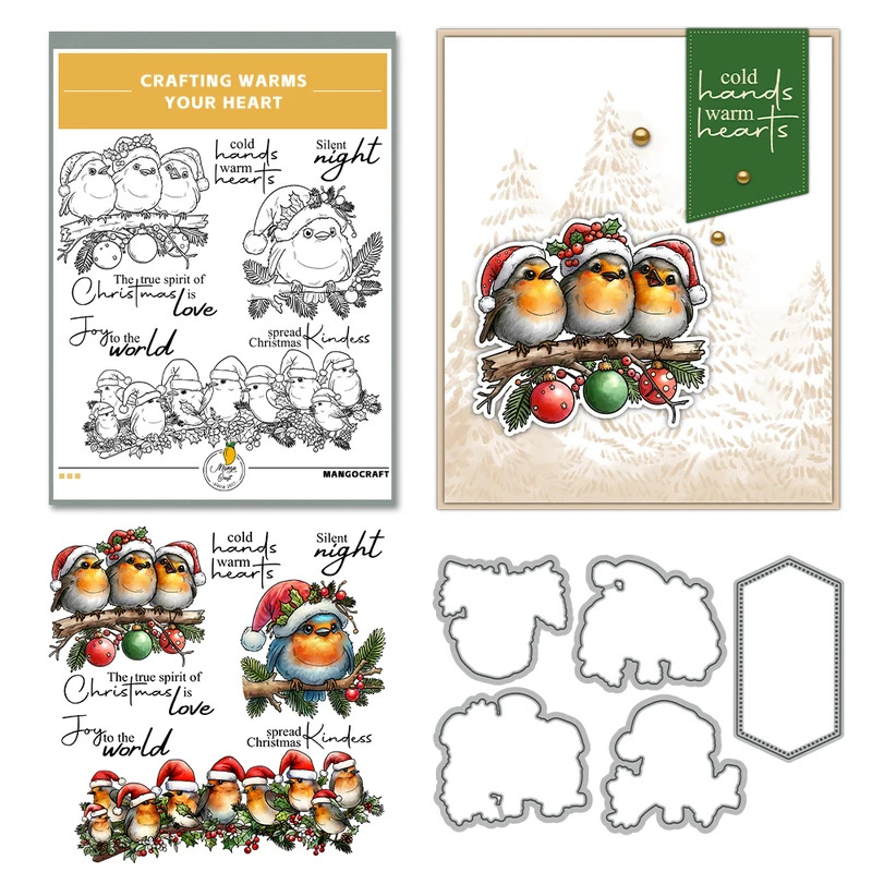 Cute Christmas Fatty Birds Cut - Rubber Stamp Blank recension och pris
