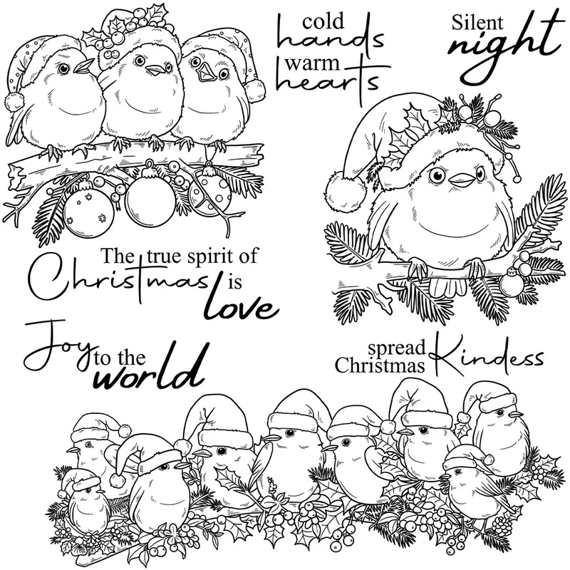 Cute Christmas Fatty Birds Cut - Rubber Stamp Blank recension och pris