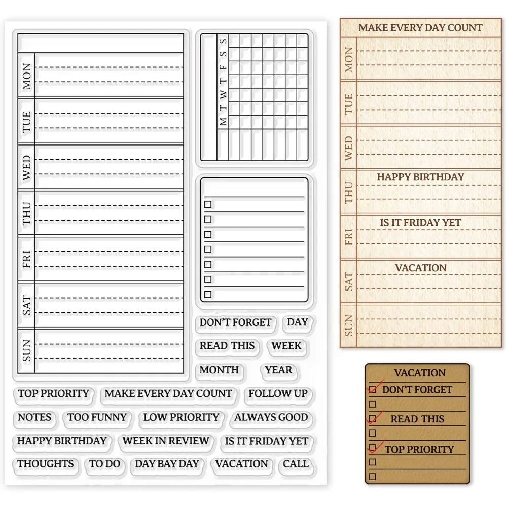 Weekly Plan Clear Stamp Calend - Rubber Stamp Blank recension och pris