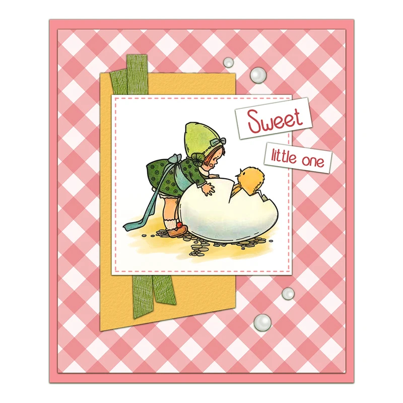 Cute Baby Kids and Egg Chicks  - Rubber Stamp Blank recension och pris