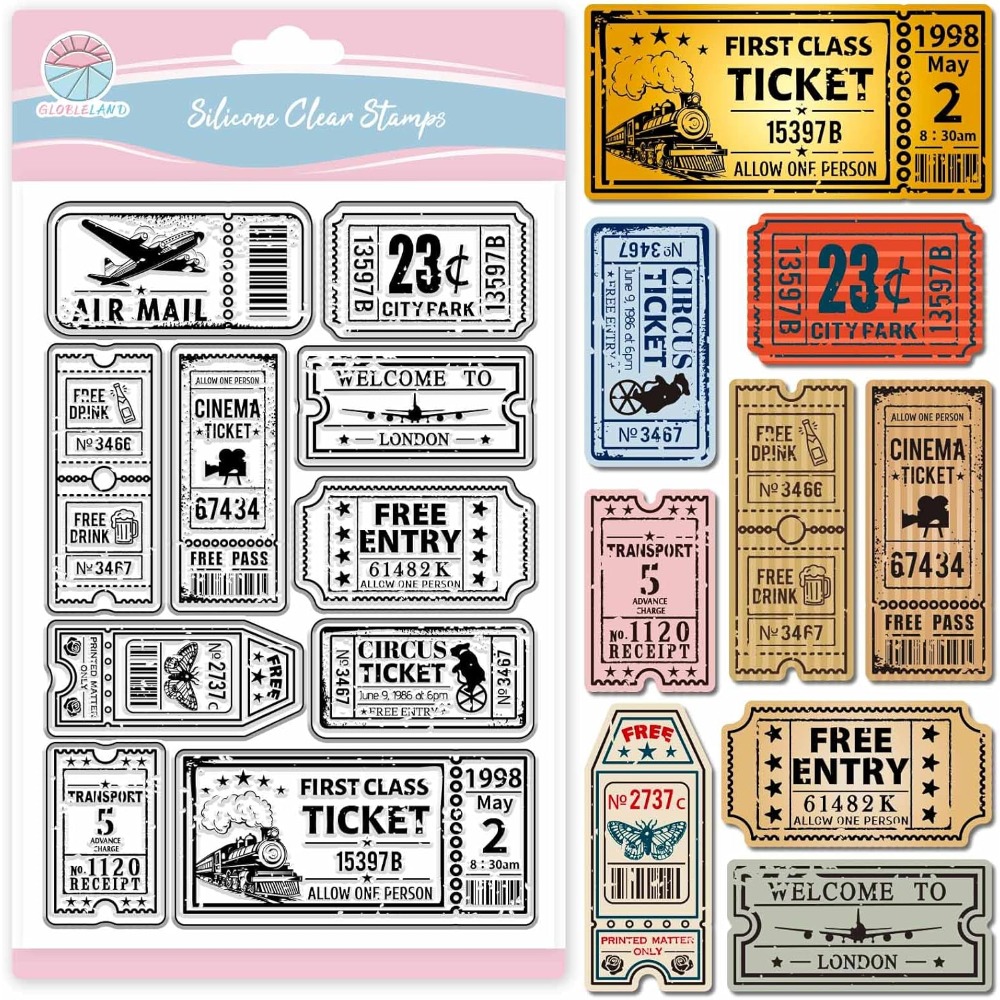 Vintage Ticket Clear Stamp for - Rubber Stamp Blank recension och pris