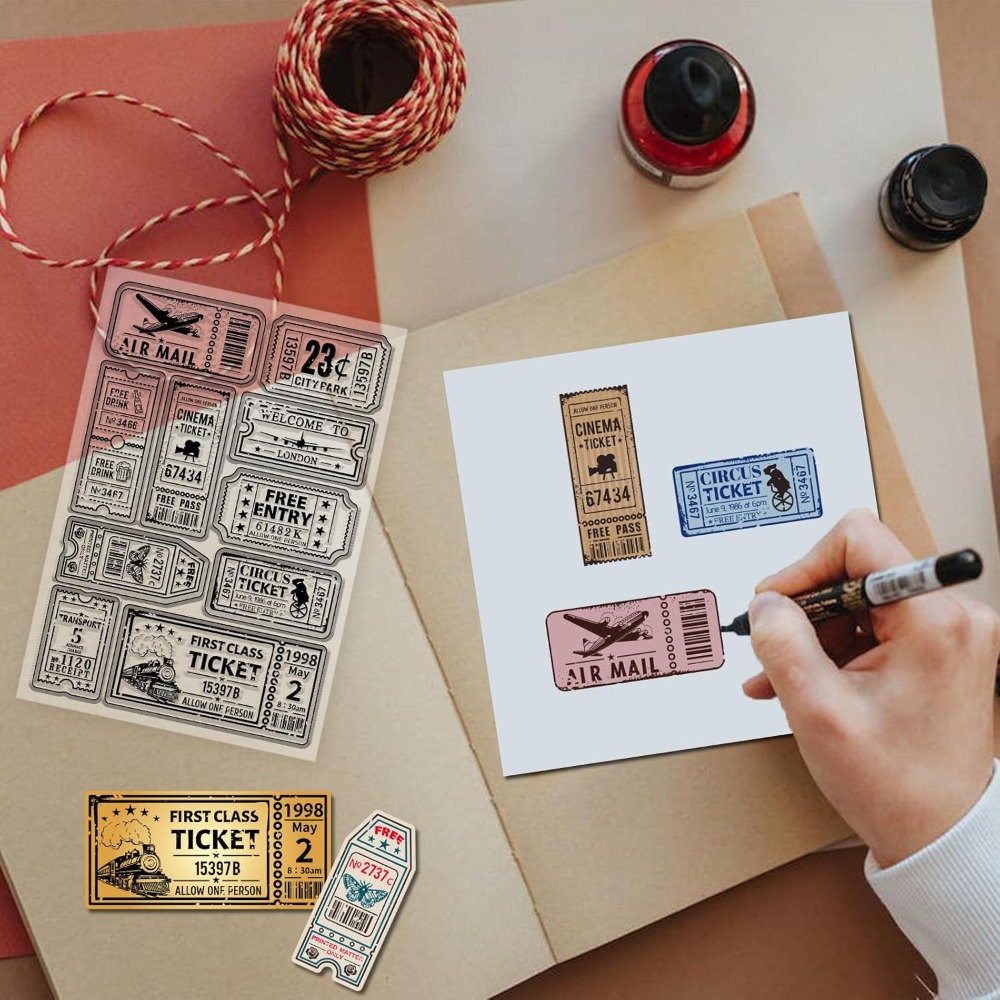 Vintage Ticket Clear Stamp for - Rubber Stamp Blank recension och pris